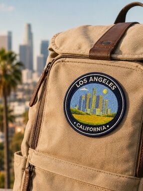 Los Angeles California Skyline Iron On Patch – 3 Inch Embroidered City Badge